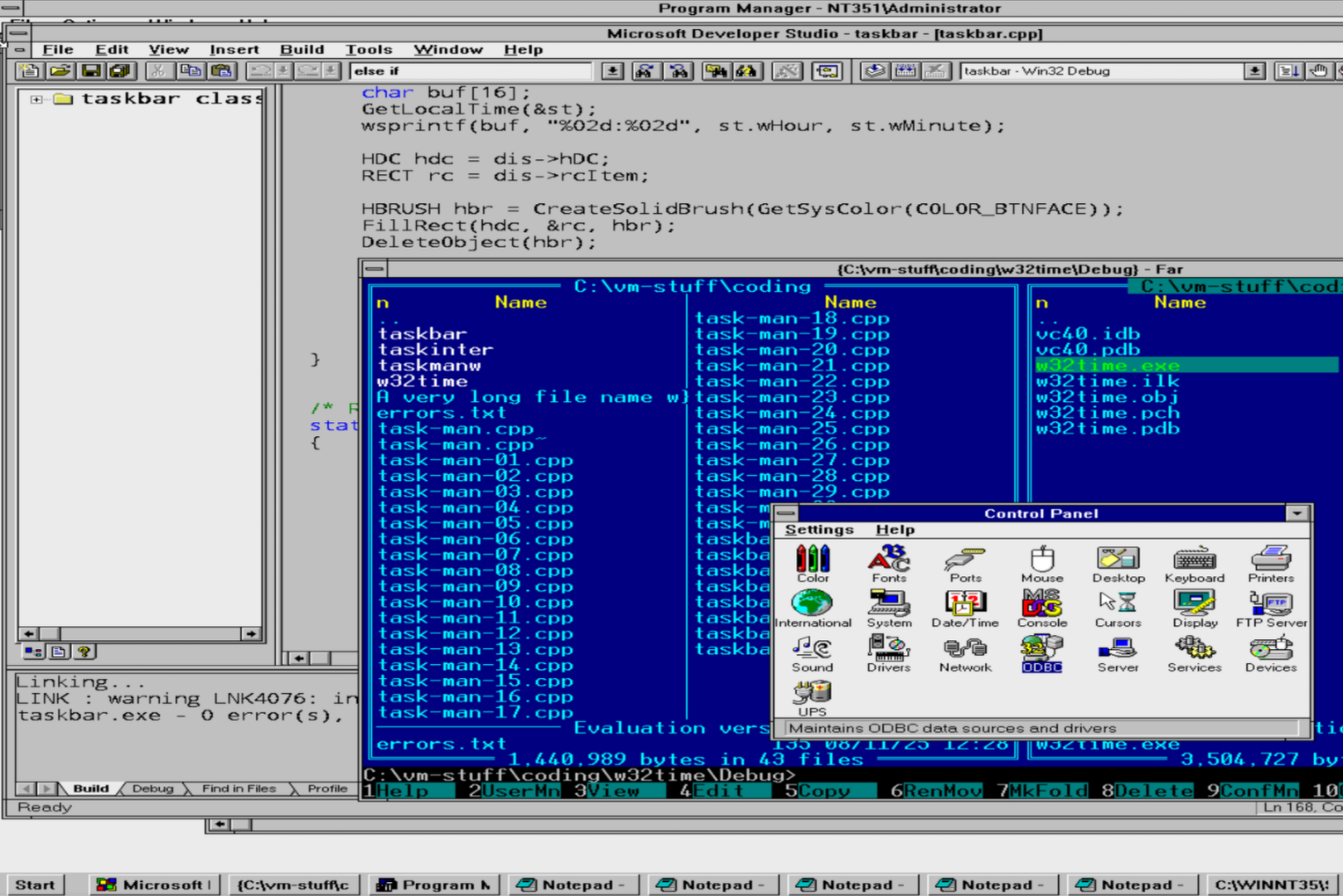 Task bar screenshot